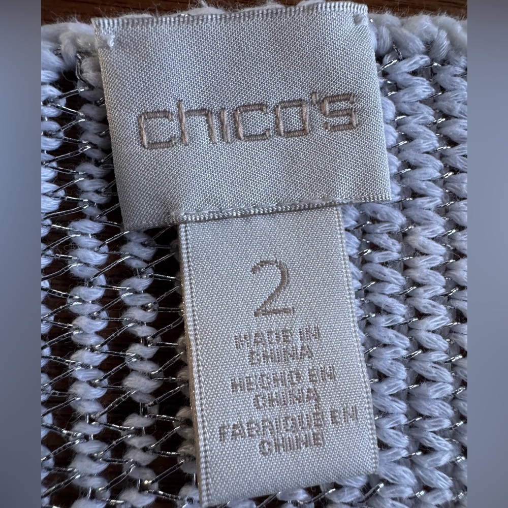 Chico’s White Sweater Metal Chain Tunic Top - Picture 8 of 12